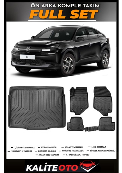 Citroen C4 Elektrikli Bagaj Havuzu+4.5d Havuzlu Paspas Seti 2025 Model