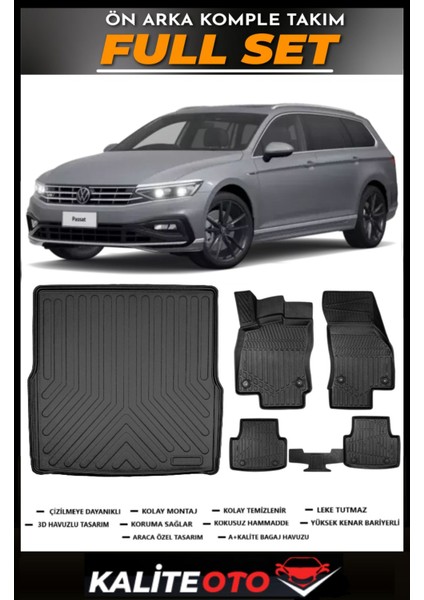 Volkswagen Passat B8 Stw Bagaj Havuzu+4.5d Havuzlu Paspas Seti 2016 Model