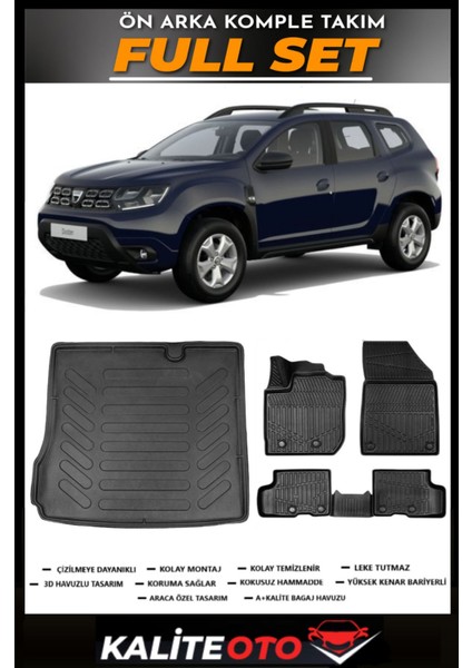 Dacia Duster 4x2 Bagaj Havuzu+4.5d Havuzlu Paspas Seti 2018 Model