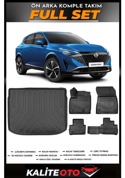 Nissan Qashqai E-Power Üst Bagaj Havuzu+4.5d Havuzlu Paspas Seti 2024 Model