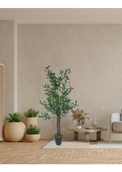 Yapay Zeytin Ağacı 125CM Iki Gövdeli Salex Doğal Gerçek Görünümlü Yapay Ağaç