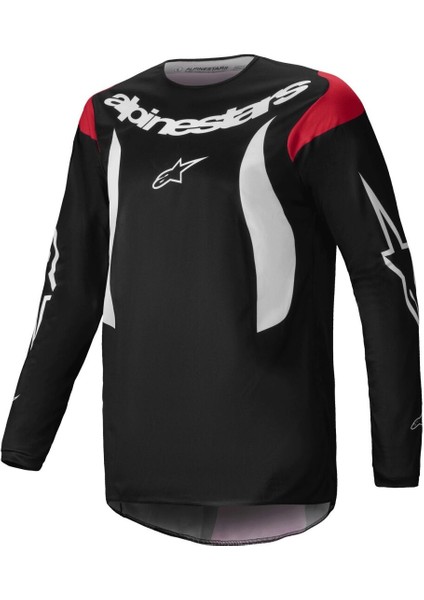 Fluid Haul Off-Road Motosiklet Jerseyi Siyah Beyaz Kırmızı