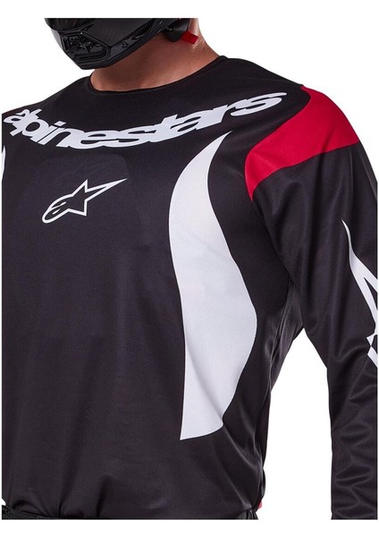 Fluid Haul Off-Road Motosiklet Jerseyi Siyah Beyaz Kırmızı modelleri