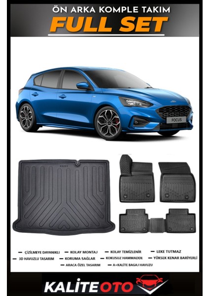 Ford Focus 5 Hatchback Tamir Kitli Bagaj Havuzu+4.5d Havuzlu Paspas Seti 2023 Model