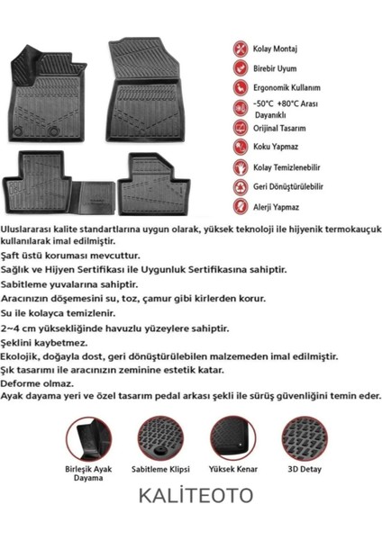 Toyota Chr 2024 ve Sonrası Hybrid Uyumlu Bagaj Havuzu Araca Özel 4d Havuzlu Paspas Seti fırsatları