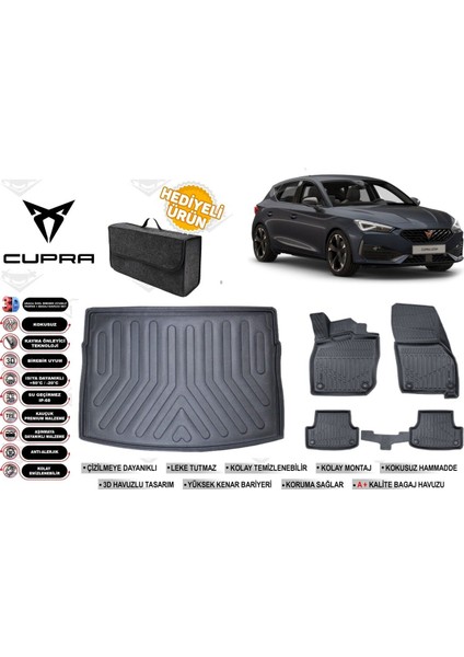 Cupra Leon 2025 Model Üst Bagaj Havuzu+4d Araca Özel Havuzlu Paspas Takımıı Rice