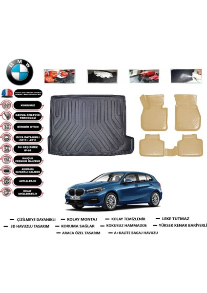 Bmw 1 Serisi F40 2021 Model Üst Bagaj Havuzu(Paspası)+Araca Özel Bej Paspas Takımı Flex