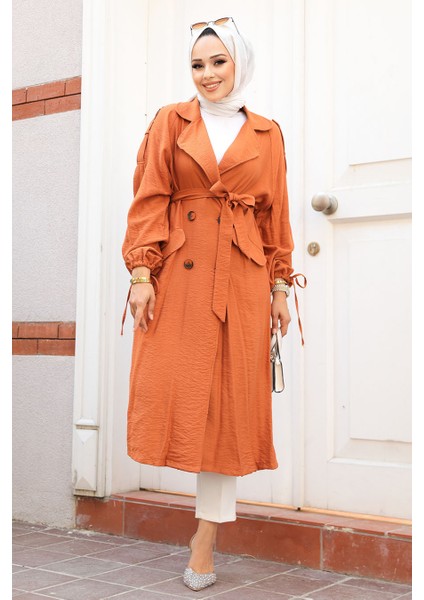- Klasik Yaka Koyu Hardal Tesettür Kap 41060KHR