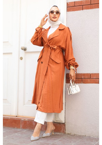 - Klasik Yaka Koyu Hardal Tesettür Kap 41060KHR modelleri