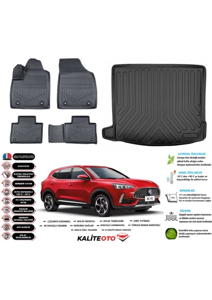 Mg Hs Benzinli 2018 Model Esnek Bagaj Havuzu Araca Özel Siyah Paspas Takımı