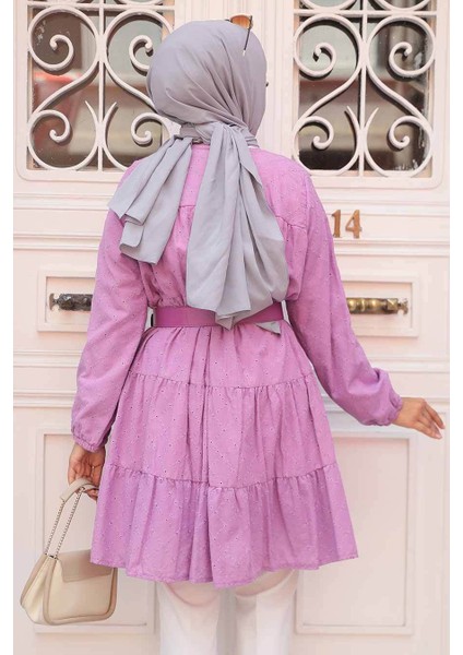 - Tokalı Kemerli Lila Tesettür Tunik 2193LILA modelleri