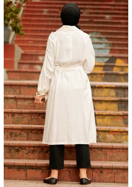 - Klasik Yaka Ekru Tesettür Kap 41060E modelleri