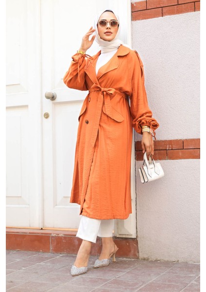 - Klasik Yaka Kiremit Tesettür Kap 41060KRMT