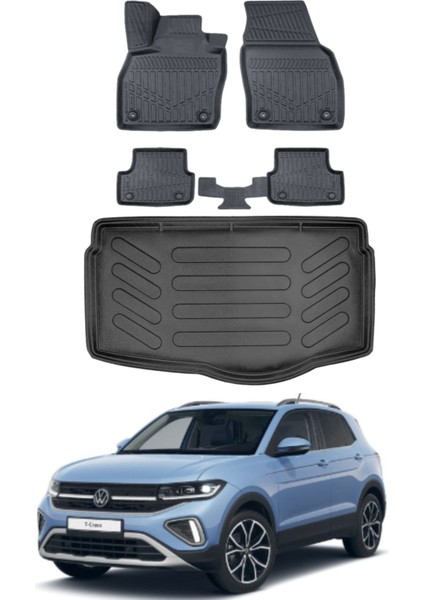 Volkswagen T-Cross 2022 Model Alt Bagaj Havuzu Araca Özel Siyah Paspas Takımı