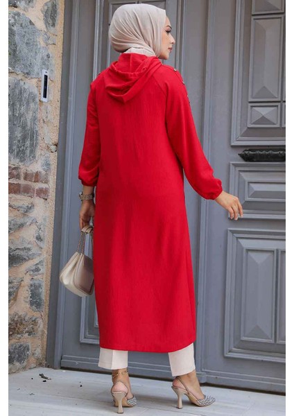 - Kapşonlu Kırmızı Tesettür Kap 511K modelleri