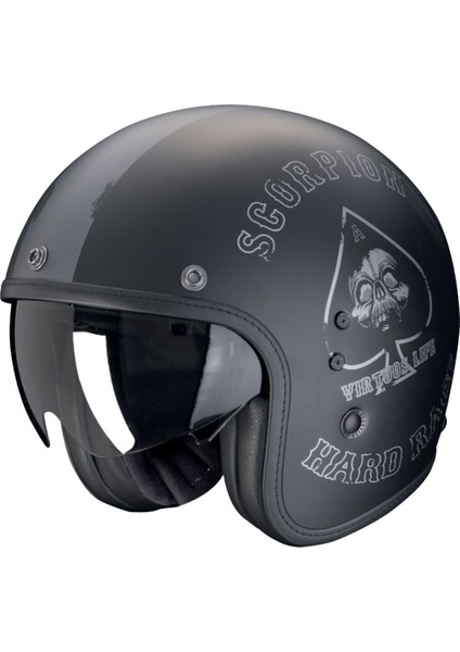 Belfast Evo Spade Açık Motosiklet Kaskı Mat Siyah Gümüş