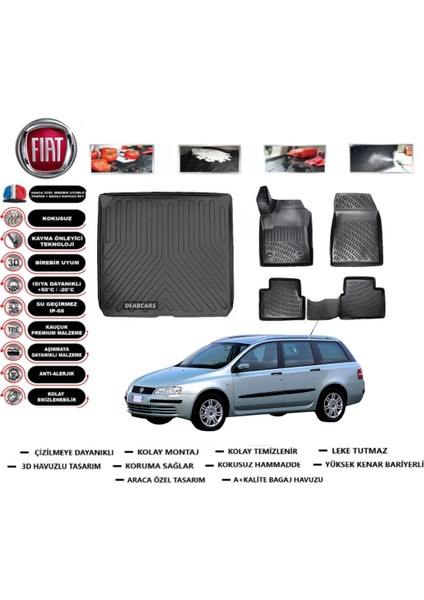Fiat Stilo Station 2007 Model Bagaj Havuzu Araca Özel Paspas Takımı Flex