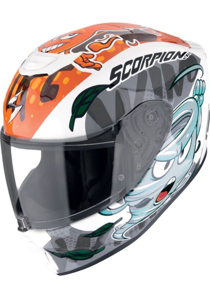 Exo-Jnr Air THE4ELEMENTS Kapalı Çocuk Motosiklet Kaskı Beyaz Mavi Turuncu