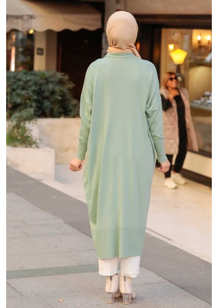 Neva Style - Düğmeli Mint Tesettür Triko Hırka 33650MINT fiyatları
