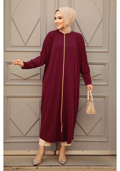 Neva Style - Mürdüm Tesettür Ferace 1772MU