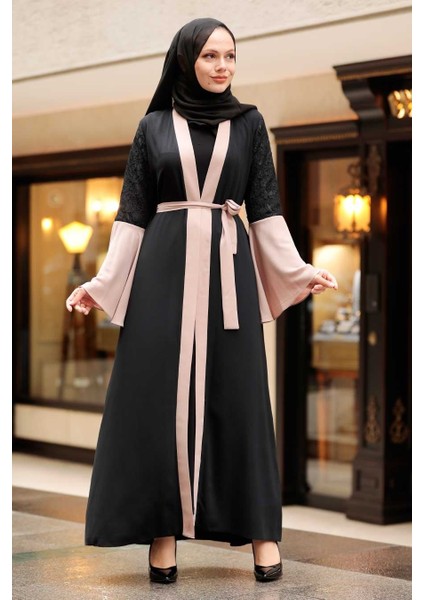 Neva Style - Kolları Detaylı Vizon Tesettür Abaya 55510V