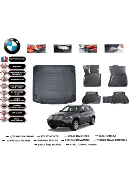 Bmw X6 2012 Model Bagaj Havuzu Araca Özel Paspas Takımı Flex