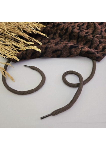 Kahverengi 10 Adet Sweatshirt-Eşofman İpi / Ayakkabı Bağcığı / Yuvarlak Tress Kordon İp 125 cm