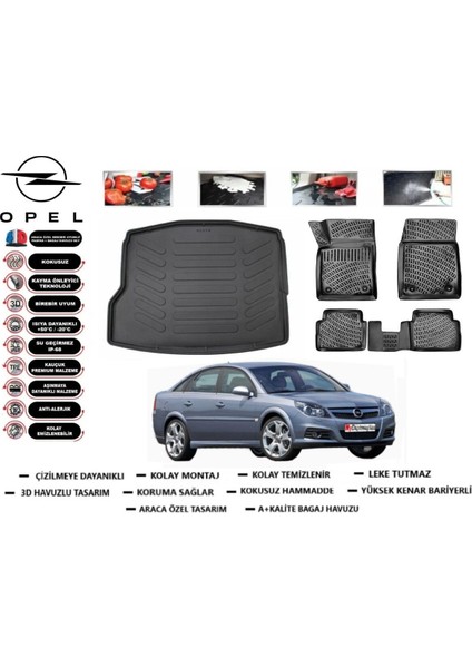 Opel Vectra C 2004 Model Bagaj Havuzu Araca Özel Paspas Takımı Flex