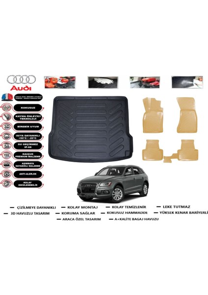 Audi Q5 2009 Model Bagaj Havuzu(Paspası)+Araca Özel Bej Paspas Takımı Flex
