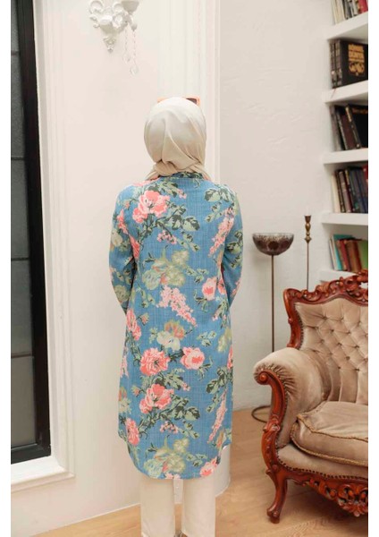 - Desenli Mavi Tesettür Tunik 11541M fırsatları