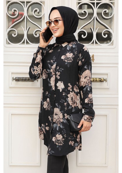 - Desenli Siyah Tesettür Tunik 11550S fiyatları