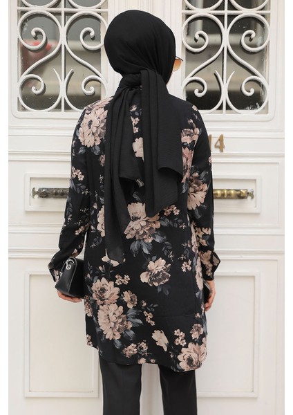 - Desenli Siyah Tesettür Tunik 11550S modelleri
