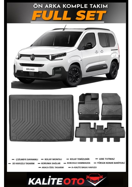 Citroen Berlingo Bagaj Havuzu+4.5d Havuzlu Paspas Seti 2025 Model