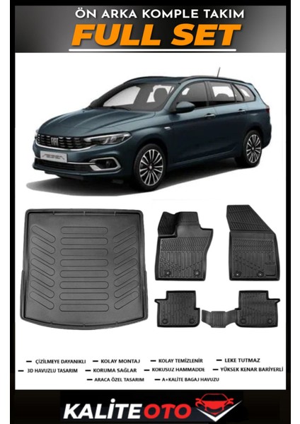 Fiat Egea Station Vagon Üst Bagaj Havuzu+4.5d Havuzlu Paspas Seti 2022 Model