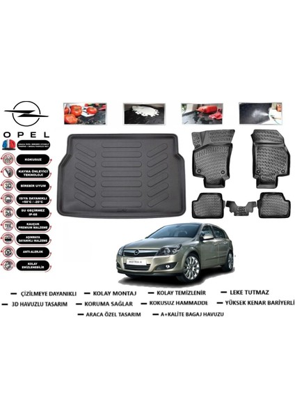 Opel Astra H Hb 2006 Model Bagaj Havuzu Araca Özel Paspas Takımı Flex