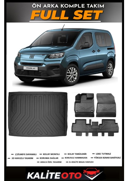 Fiat Doblo Bagaj Havuzu+4.5d Havuzlu Paspas Seti 2023 Model