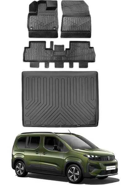 Peugeot Rifter 2020 Model Seperatörlü Havuzlu Paspas ve Bagaj Havuzu Bagaj Paspası