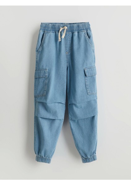 Lcw Kids Indigo Beli Lastikli Erkek Çocuk Kargo Jean Pantolon modelleri