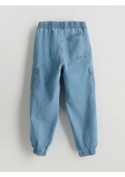 Lcw Kids Indigo Beli Lastikli Erkek Çocuk Kargo Jean Pantolon fırsatları