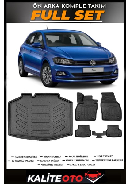 Volkswagen Polo Impression Bagaj Havuzu+4.5d Havuzlu Paspas Seti 2024 Model