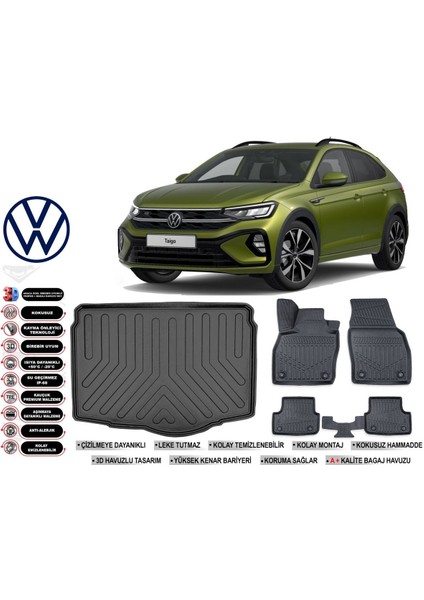 Volkswagen Taigo 2024 Model Alt Bagaj Havuzu Araca Özel Siyah Extra Havuzlu Paspas Takımı