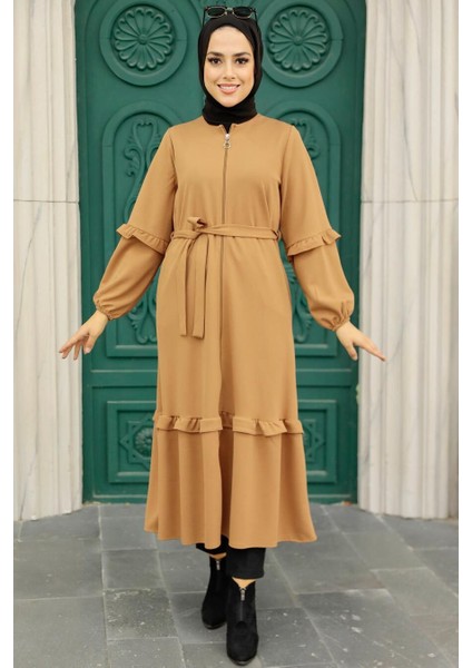 Fermuarlı Bisküvi Tesettür Elbise 5812BS fiyatları