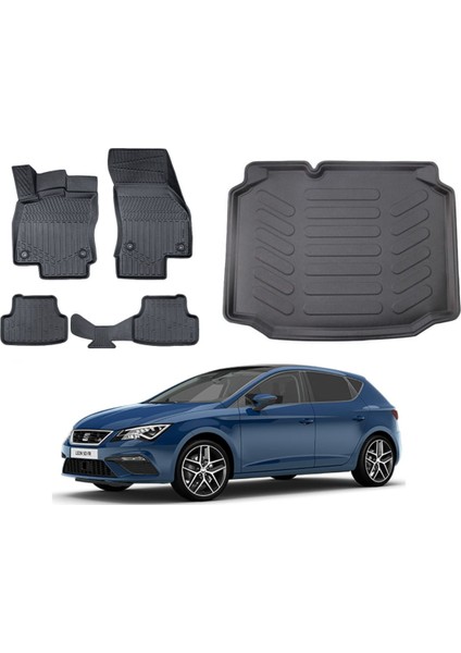 Seat Leon 2019 Model 3D Bagaj Havuzu+3d Araca Özel Paspas Takımı Luxury Serisi