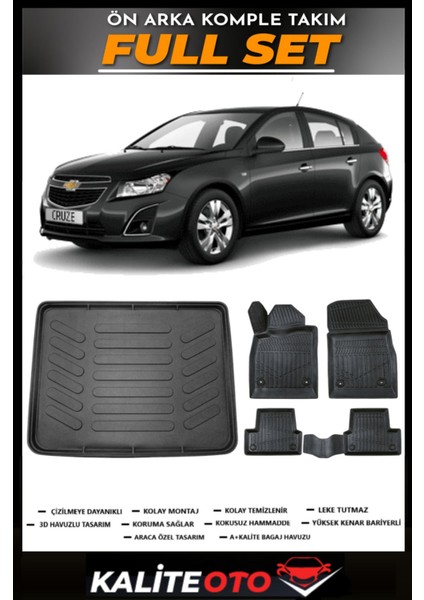 Chevrolet Cruze Hatchback Bagaj Havuzu+4.5d Havuzlu Paspas Seti 2014 Model