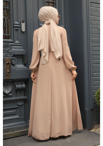 Kemerli Vizon Tesettür Elbise 27922V fırsatları