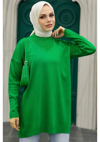 - Yeşil Tesettür Triko Tunik 20132Y
