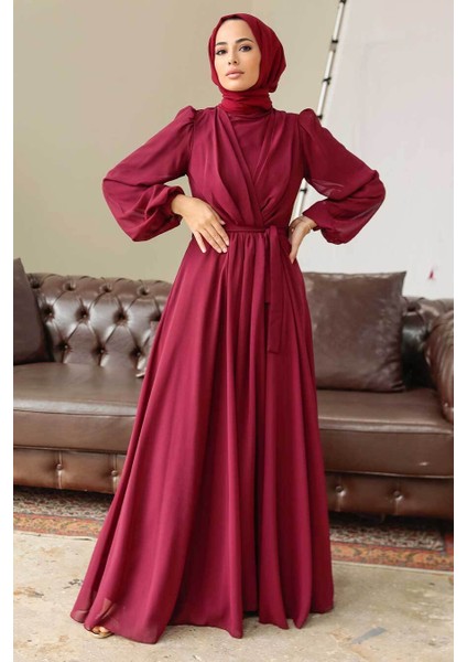 - Balon Kol Borrdo Tesettür Elbise 5796BR fiyatları