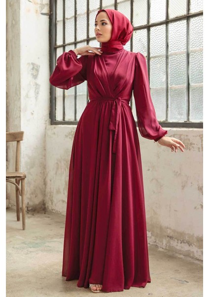 - Balon Kol Borrdo Tesettür Elbise 5796BR fırsatları