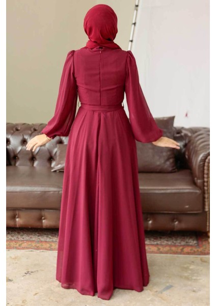 - Balon Kol Borrdo Tesettür Elbise 5796BR indirimleri