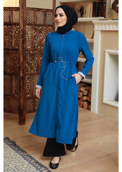 - Kapşonlu Indigo Mavisi Tesettür Kap 5721IM fiyatları